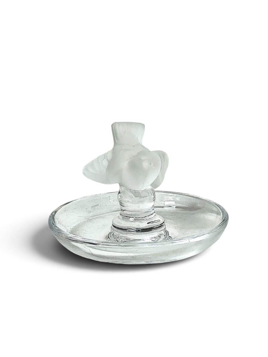 Lalique France Crystal Sparrow Ring Dish, 20th Century