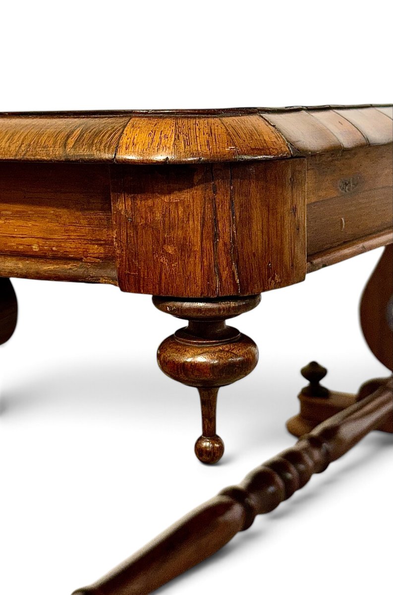 Table basse Restauration en noyer à piètement lyre, début XIXe siècle-photo-4