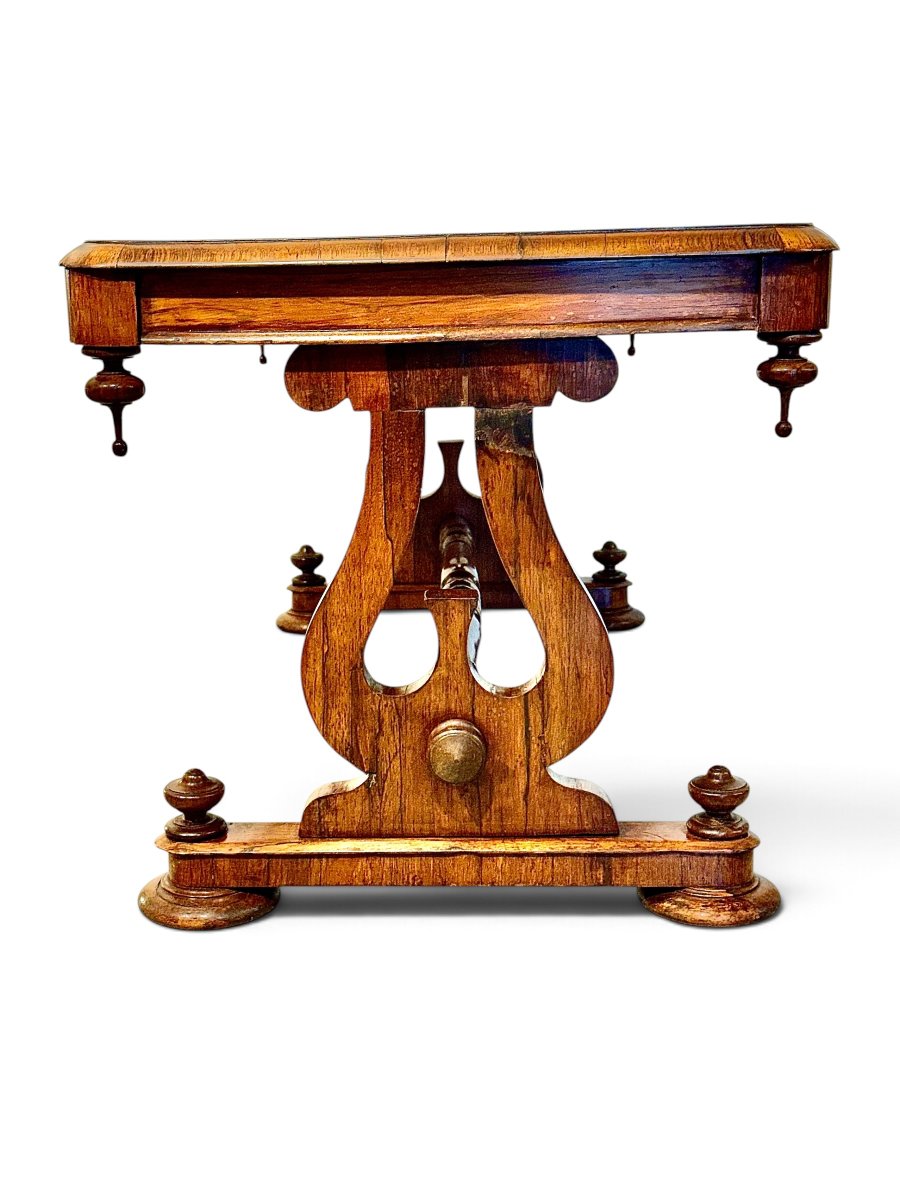 Table basse Restauration en noyer à piètement lyre, début XIXe siècle-photo-3