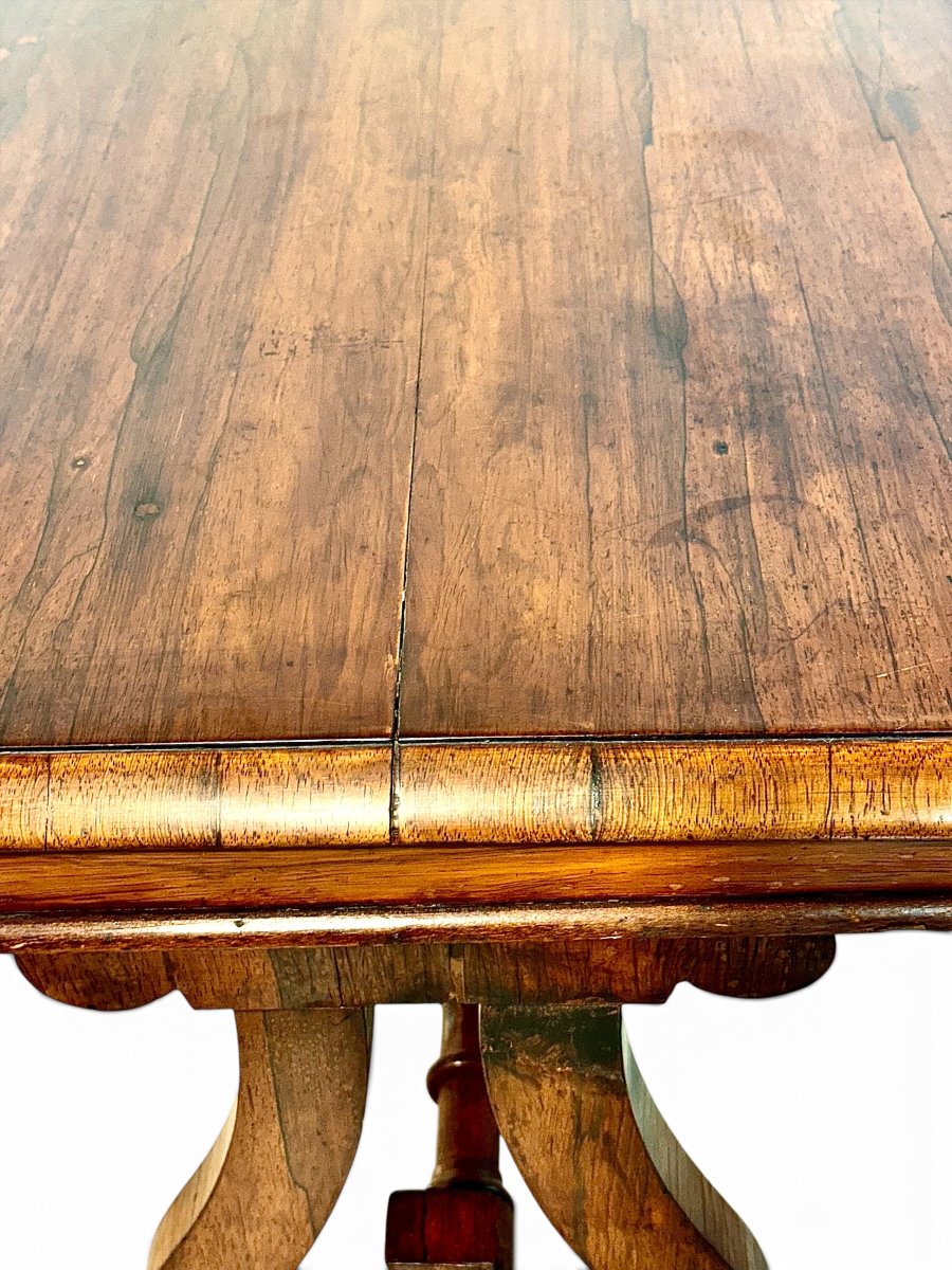 Table basse Restauration en noyer à piètement lyre, début XIXe siècle-photo-4