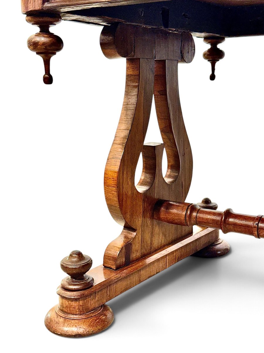 Table basse Restauration en noyer à piètement lyre, début XIXe siècle-photo-6