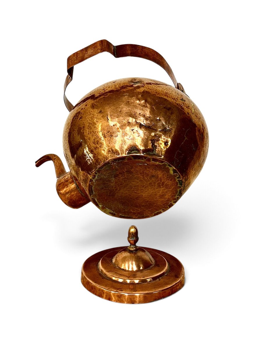 Bouilloire française en cuivre martelé du XIXe siècle-photo-1