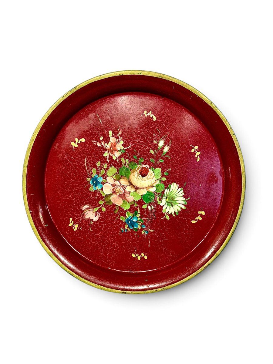 19th Century Napoleon III Hand-painted Floral Tole Tray