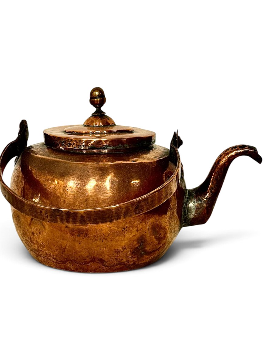 19th Century Handcrafted Copper Kettle With Swing Handle-photo-2