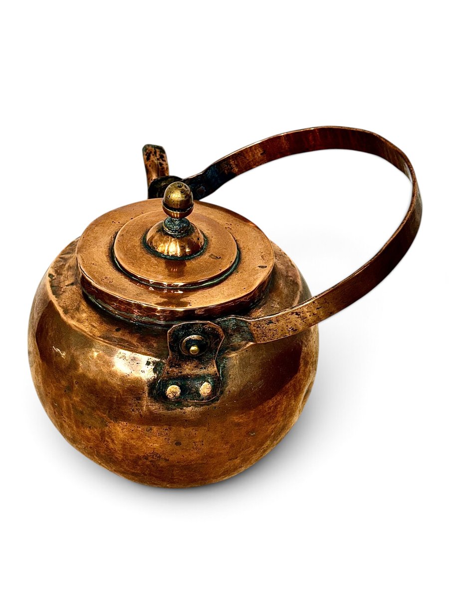 19th Century Handcrafted Copper Kettle With Swing Handle-photo-3