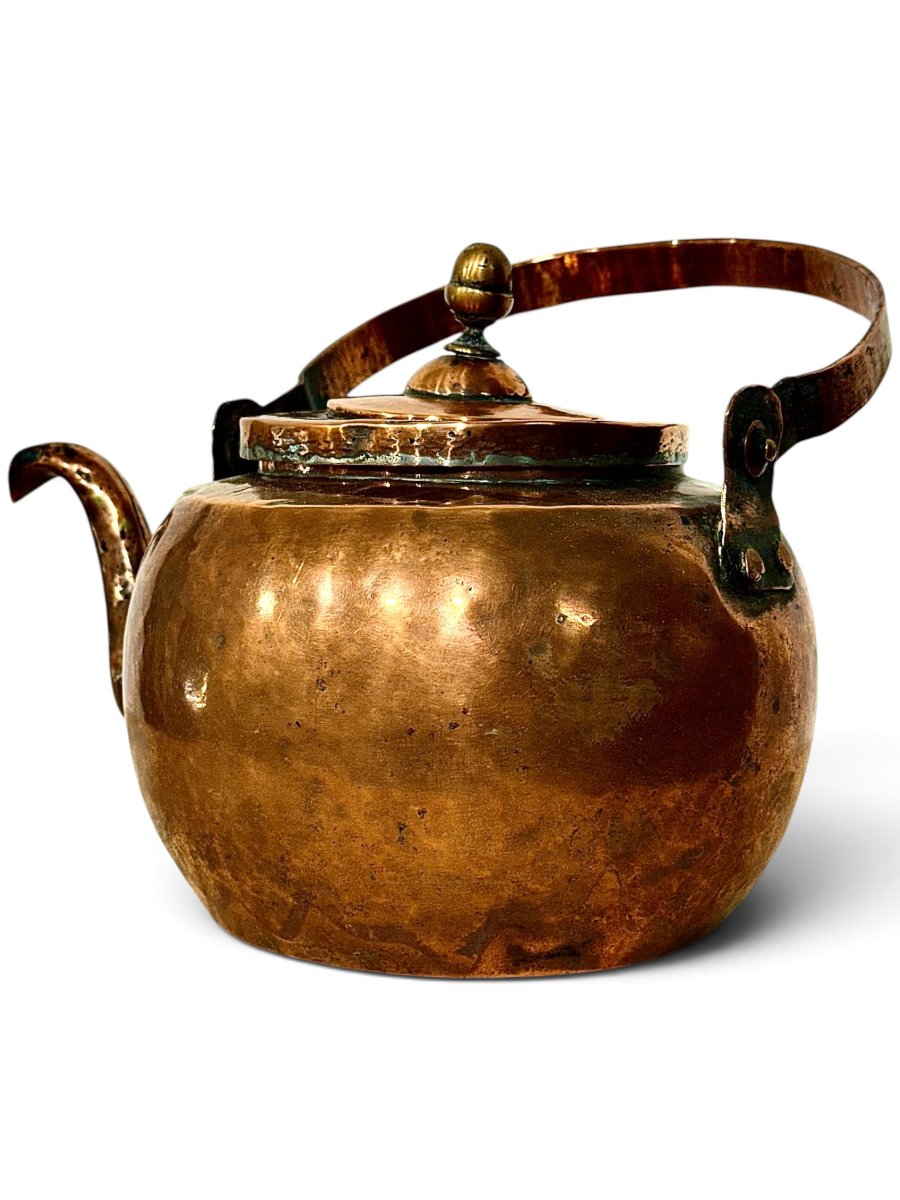 19th Century Handcrafted Copper Kettle With Swing Handle-photo-4