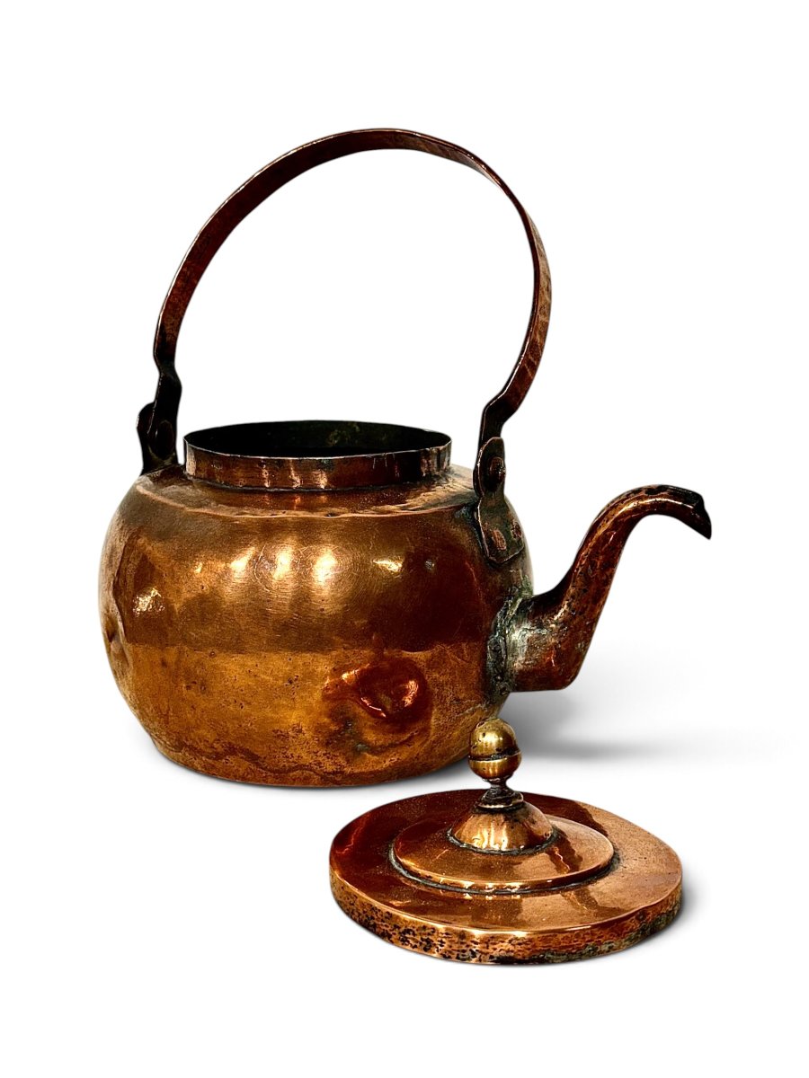 19th Century Handcrafted Copper Kettle With Swing Handle-photo-7