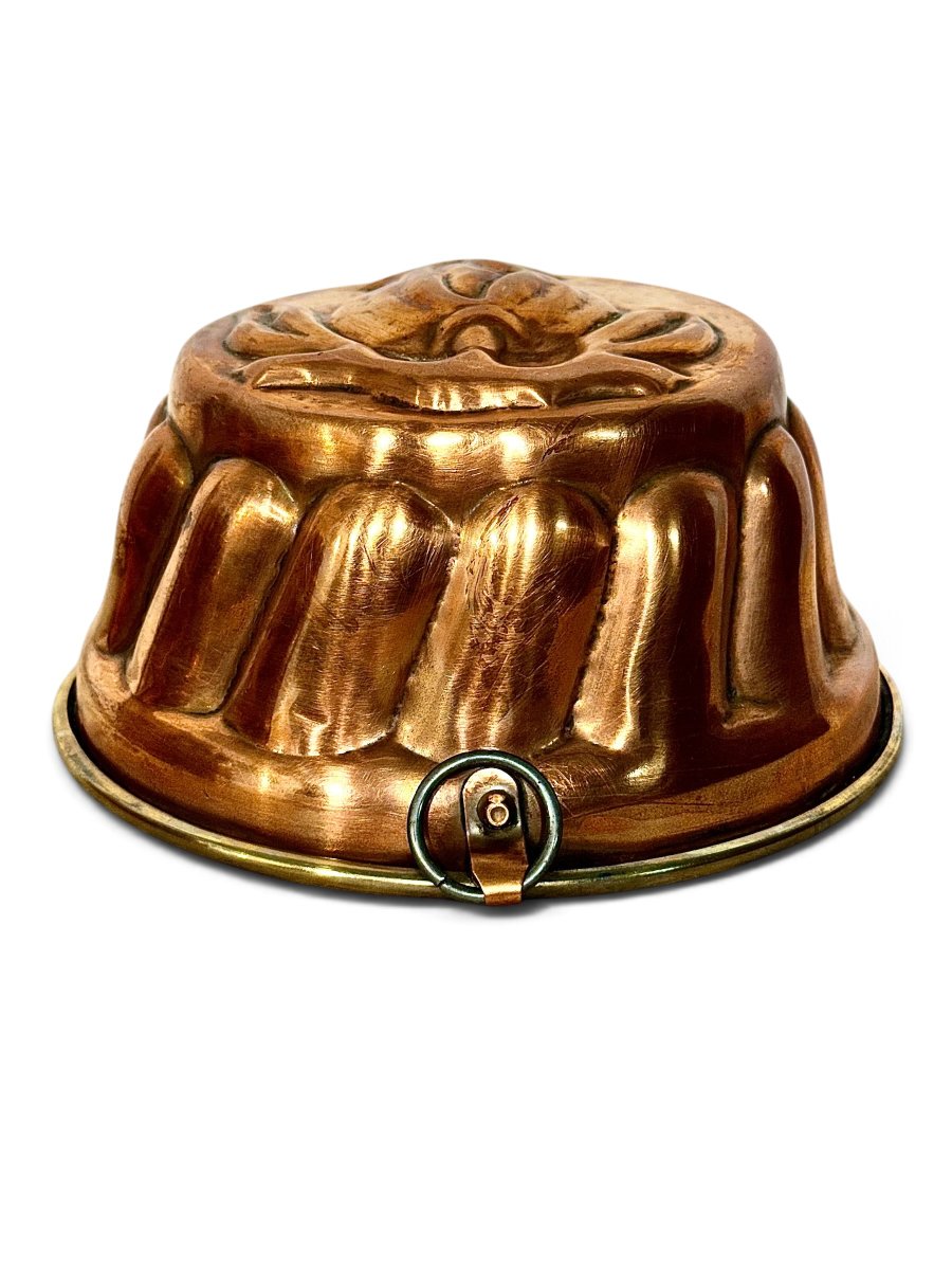 19th Century French Copper Cake Mold With Fruit And Foliage Design-photo-2