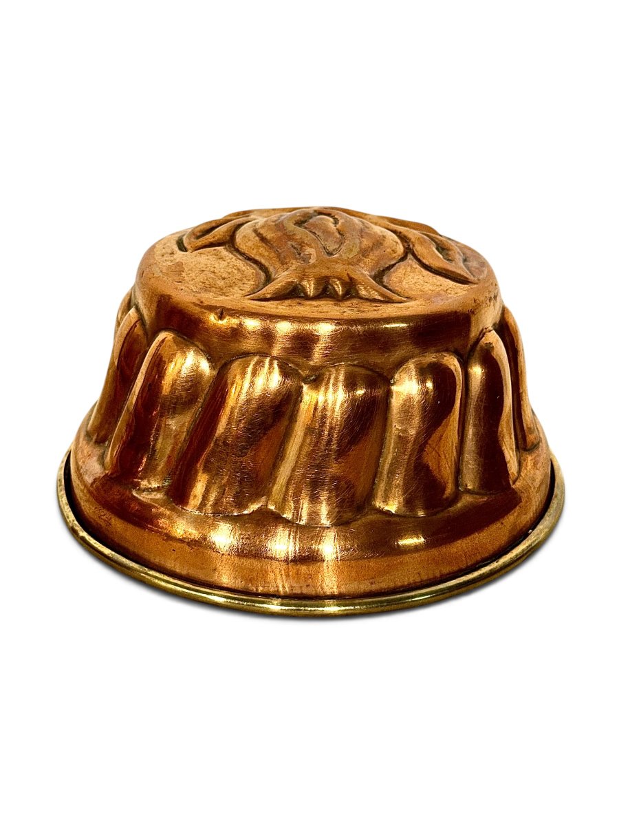 19th Century French Copper Cake Mold With Fruit And Foliage Design-photo-3