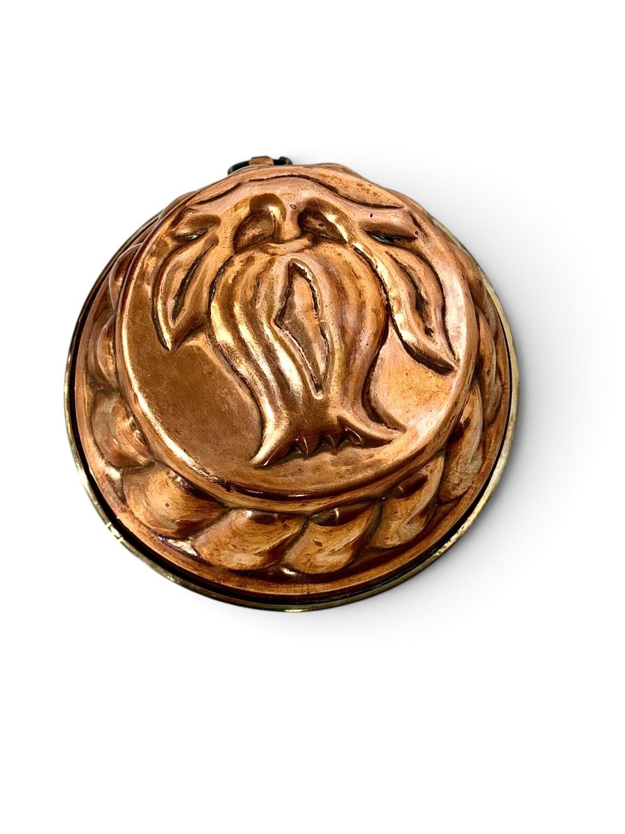 19th Century French Copper Cake Mold With Fruit And Foliage Design-photo-4