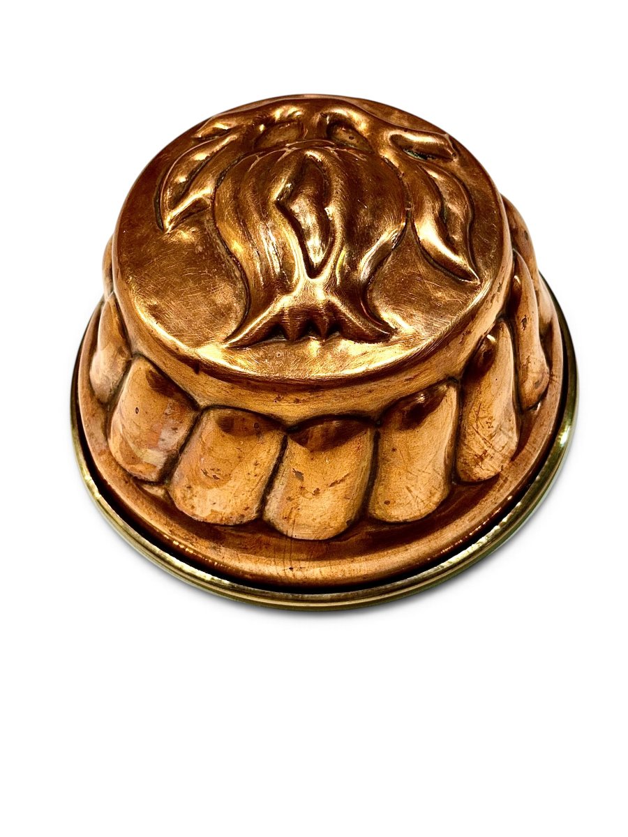 19th Century French Copper Cake Mold With Fruit And Foliage Design-photo-3