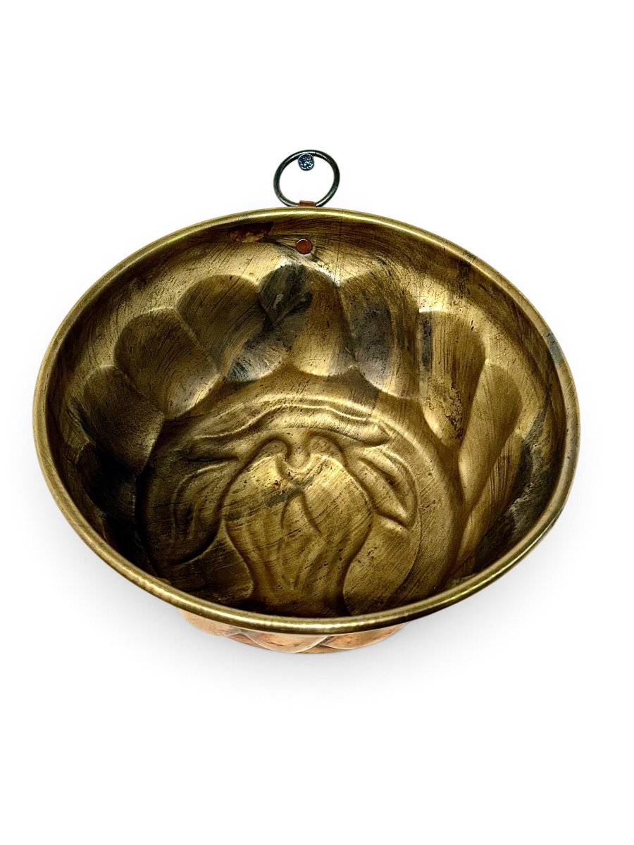 19th Century French Copper Cake Mold With Fruit And Foliage Design-photo-5