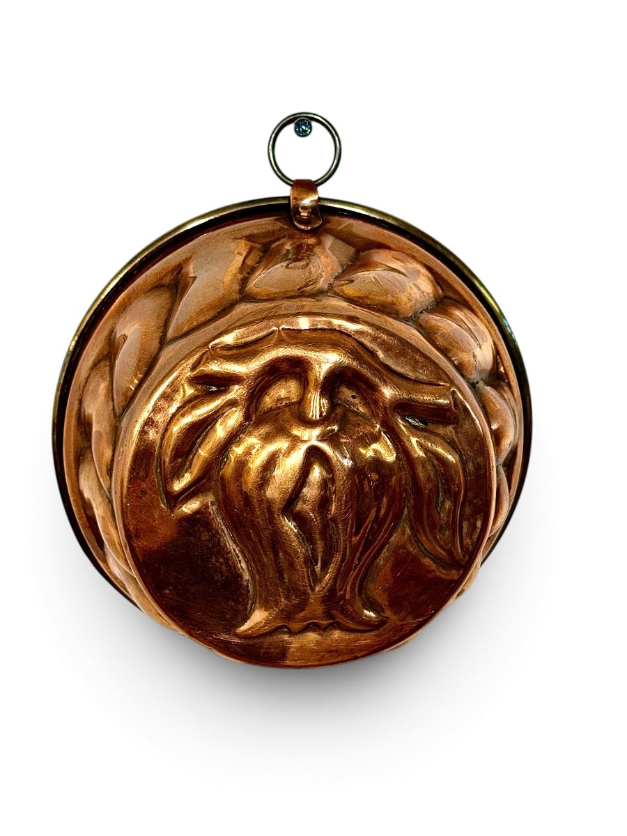 19th Century French Copper Cake Mold With Fruit And Foliage Design-photo-7