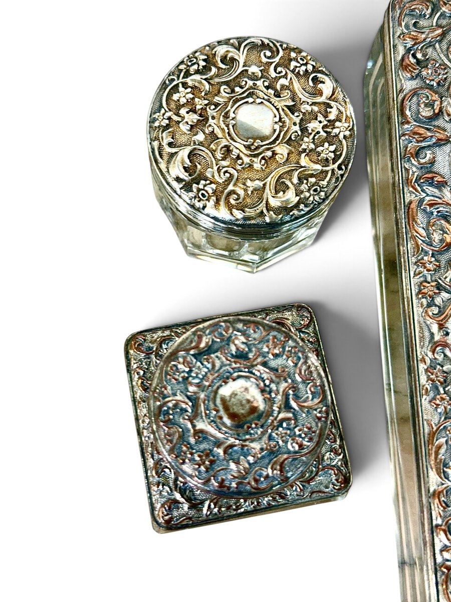 Coffret de voyage anglais victorien en noyer et cristal, vers 1880-photo-4