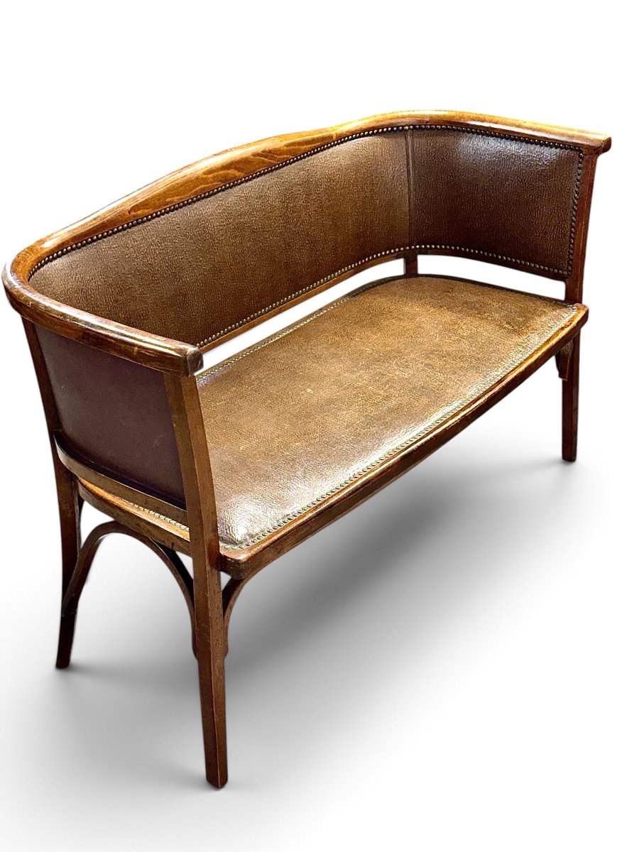 French Baumann Art Deco Bentwood Two-seater Settee, Circa 1920-photo-2