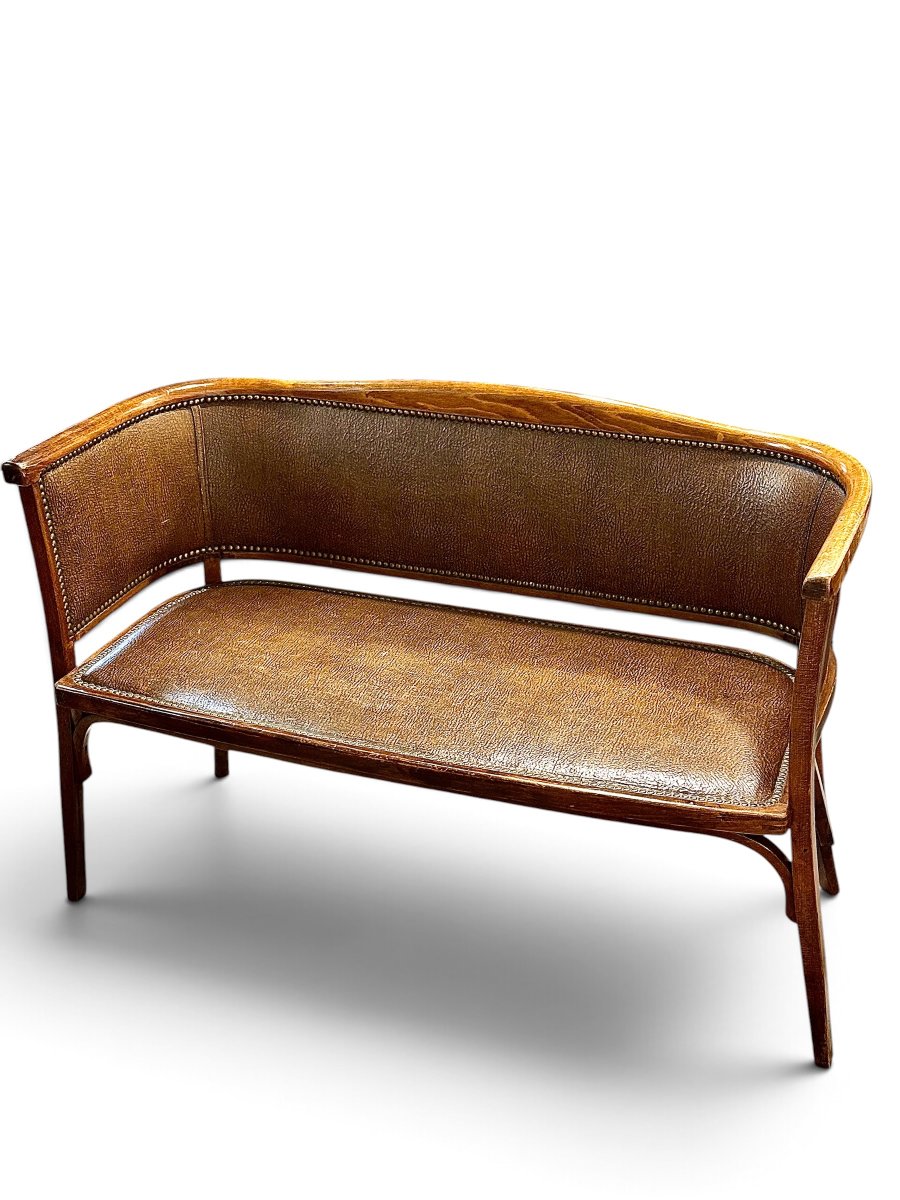 French Baumann Art Deco Bentwood Two-seater Settee, Circa 1920-photo-8
