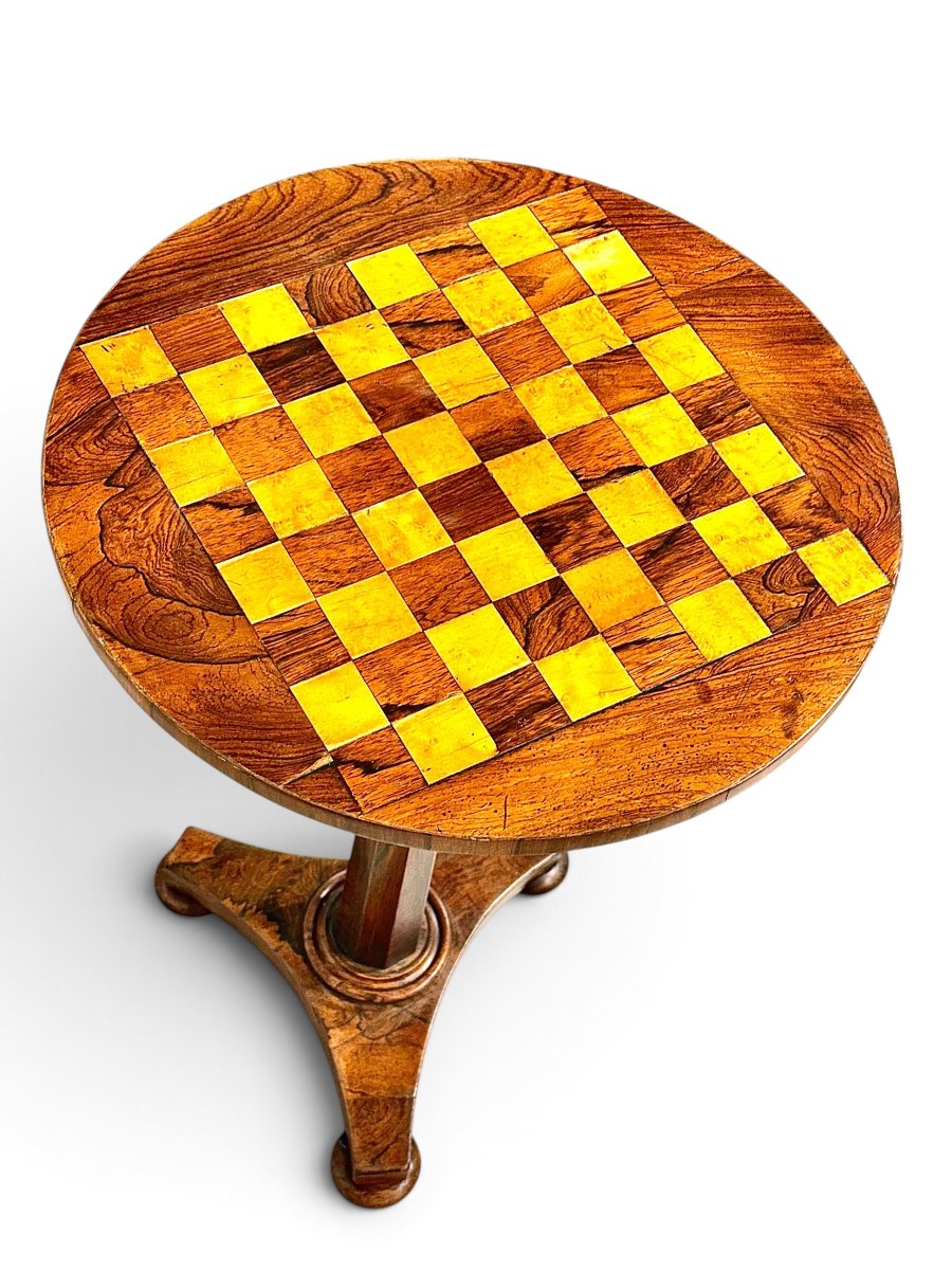 19th Century French Walnut And Lemonwood Marquetry Chess Table-photo-3