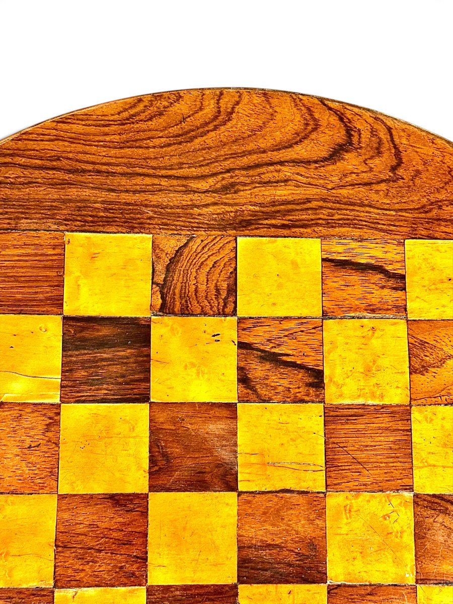 19th Century French Walnut And Lemonwood Marquetry Chess Table-photo-2