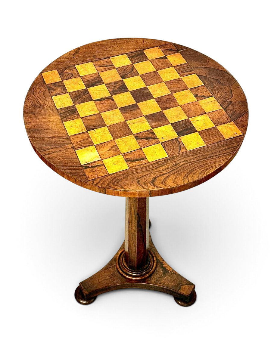19th Century French Walnut And Lemonwood Marquetry Chess Table-photo-5
