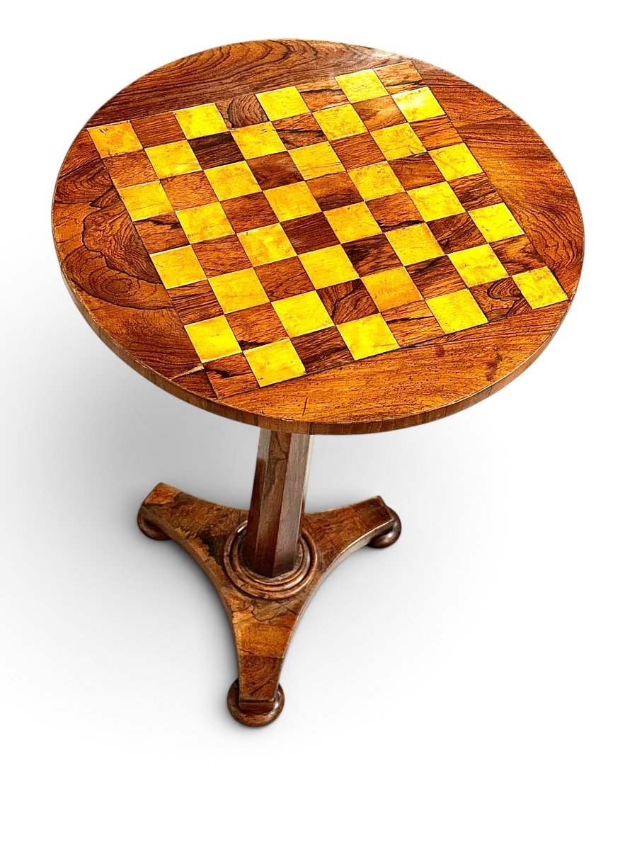 19th Century French Walnut And Lemonwood Marquetry Chess Table-photo-8