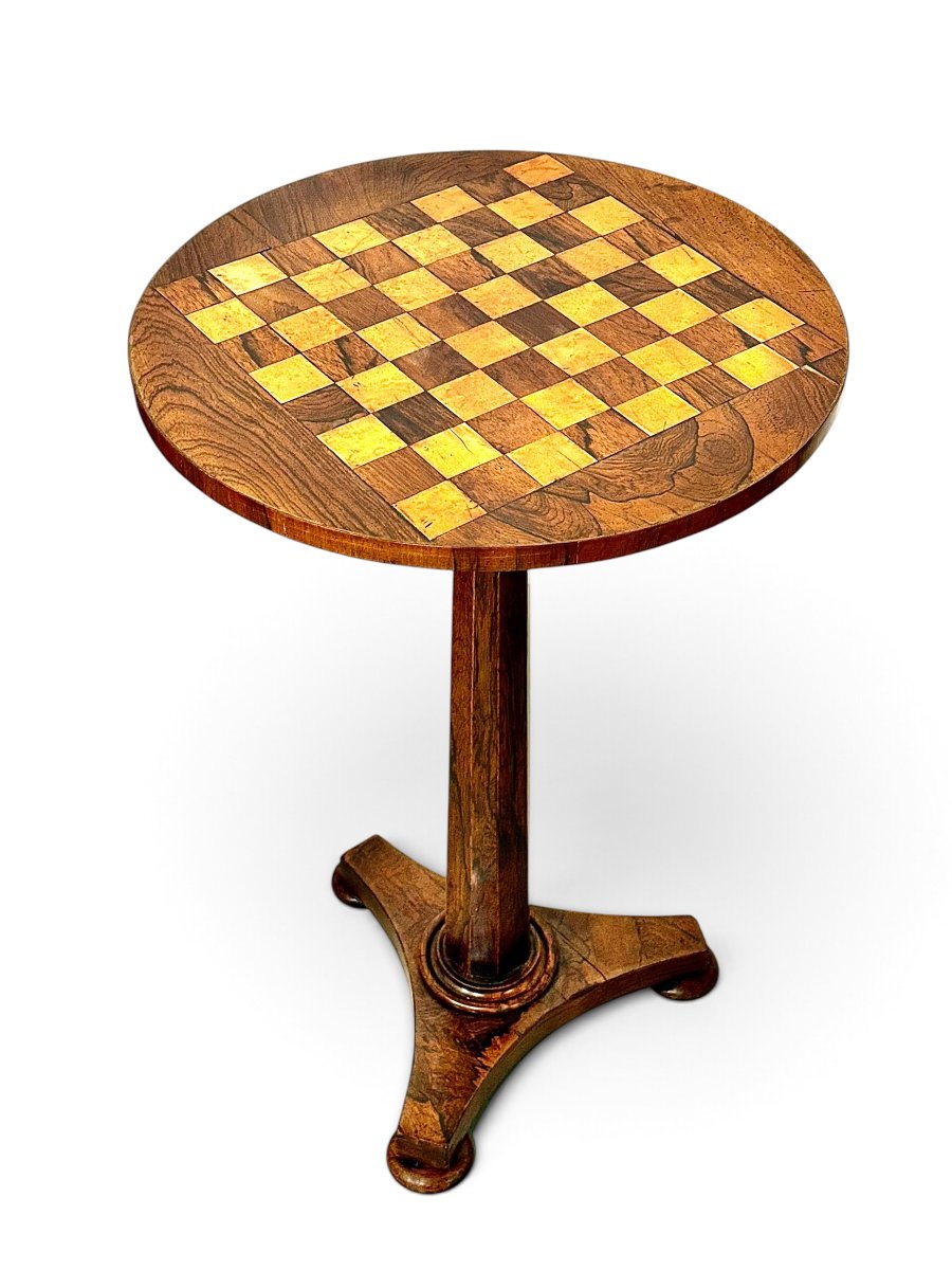 19th Century French Walnut And Lemonwood Marquetry Chess Table