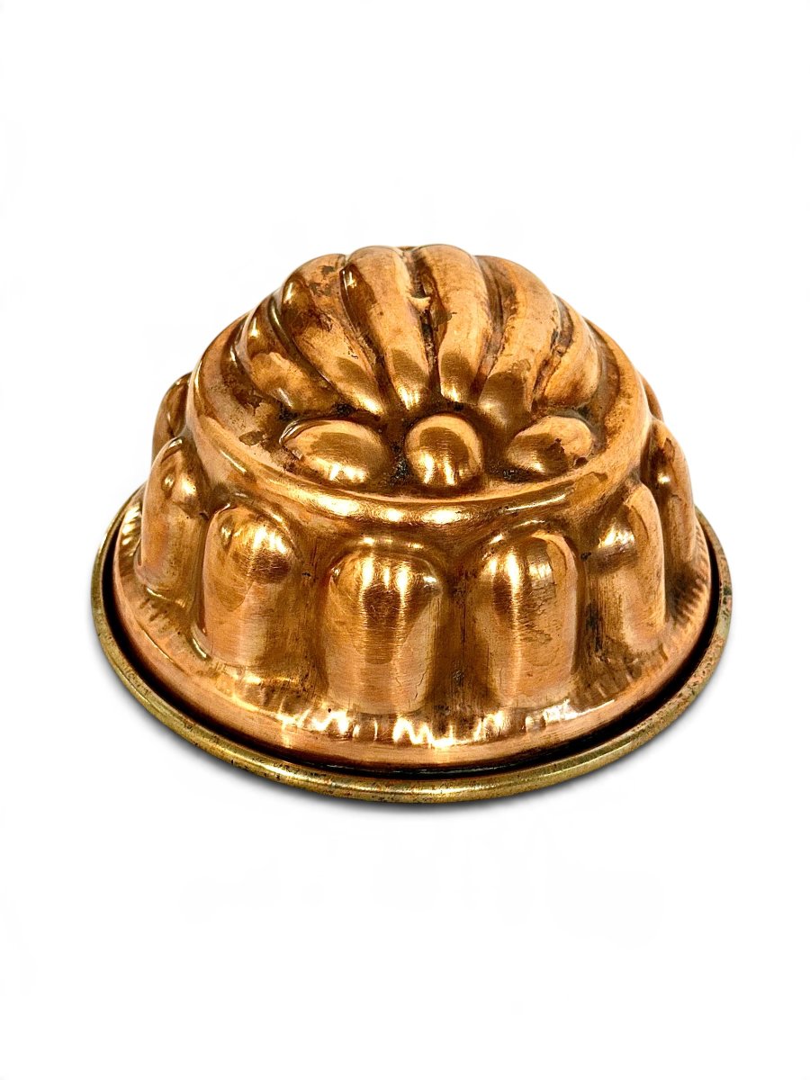 Moule à gâteau français du XIXe siècle en cuivre à décor de coquille-photo-2