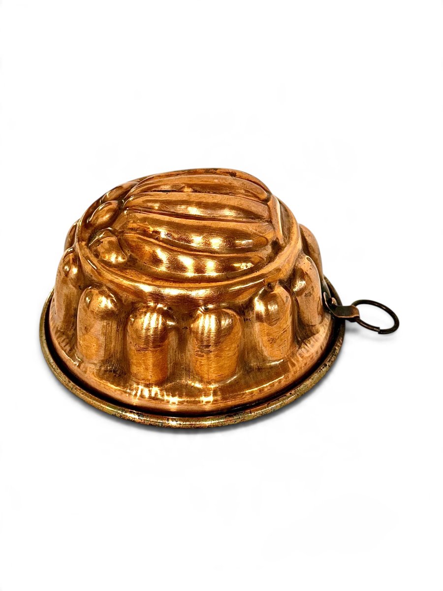 Moule à gâteau français du XIXe siècle en cuivre à décor de coquille-photo-3