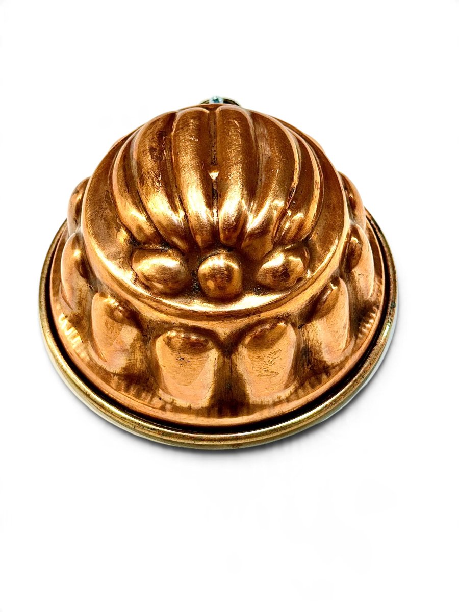 Moule à gâteau français du XIXe siècle en cuivre à décor de coquille-photo-3