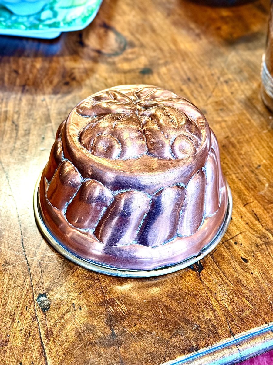 19th Century French Copper Charlotte Mold With Pear Decoration-photo-2