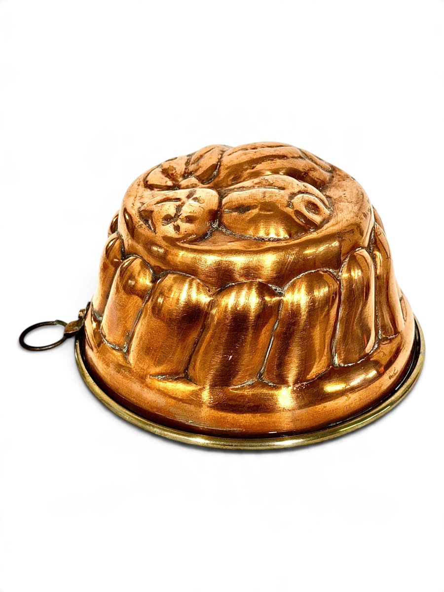 19th Century French Copper Charlotte Mold With Pear Decoration-photo-6