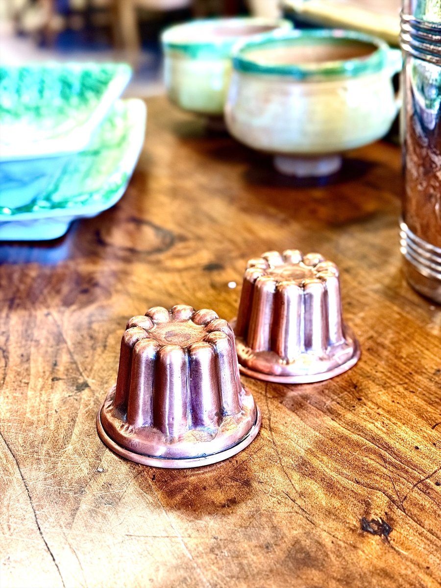 Pair Of 19th Century French Copper Canelé Cake Molds-photo-2