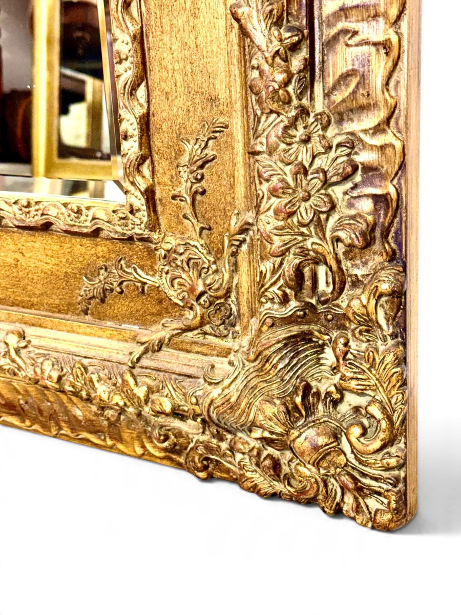 20th Century French Louis XV Style Giltwood Mirror, Circa 1950-photo-7
