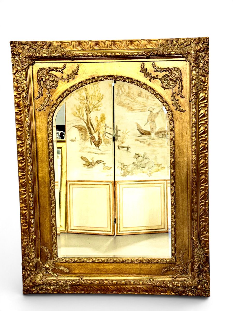20th Century French Louis XV Style Giltwood Mirror, Circa 1950-photo-8
