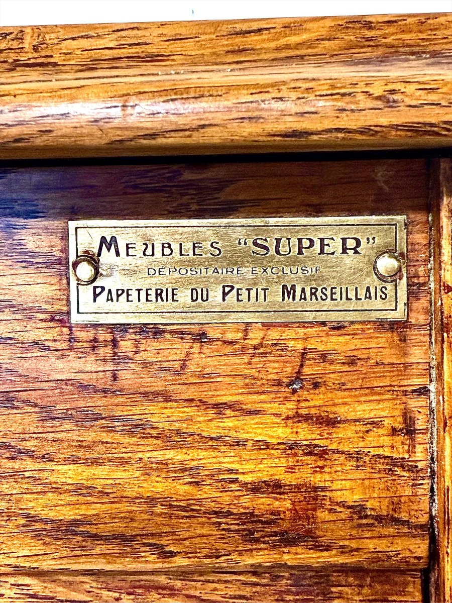 Classeur à rideau en chêne Meubles SUPER, circa 1920-photo-3