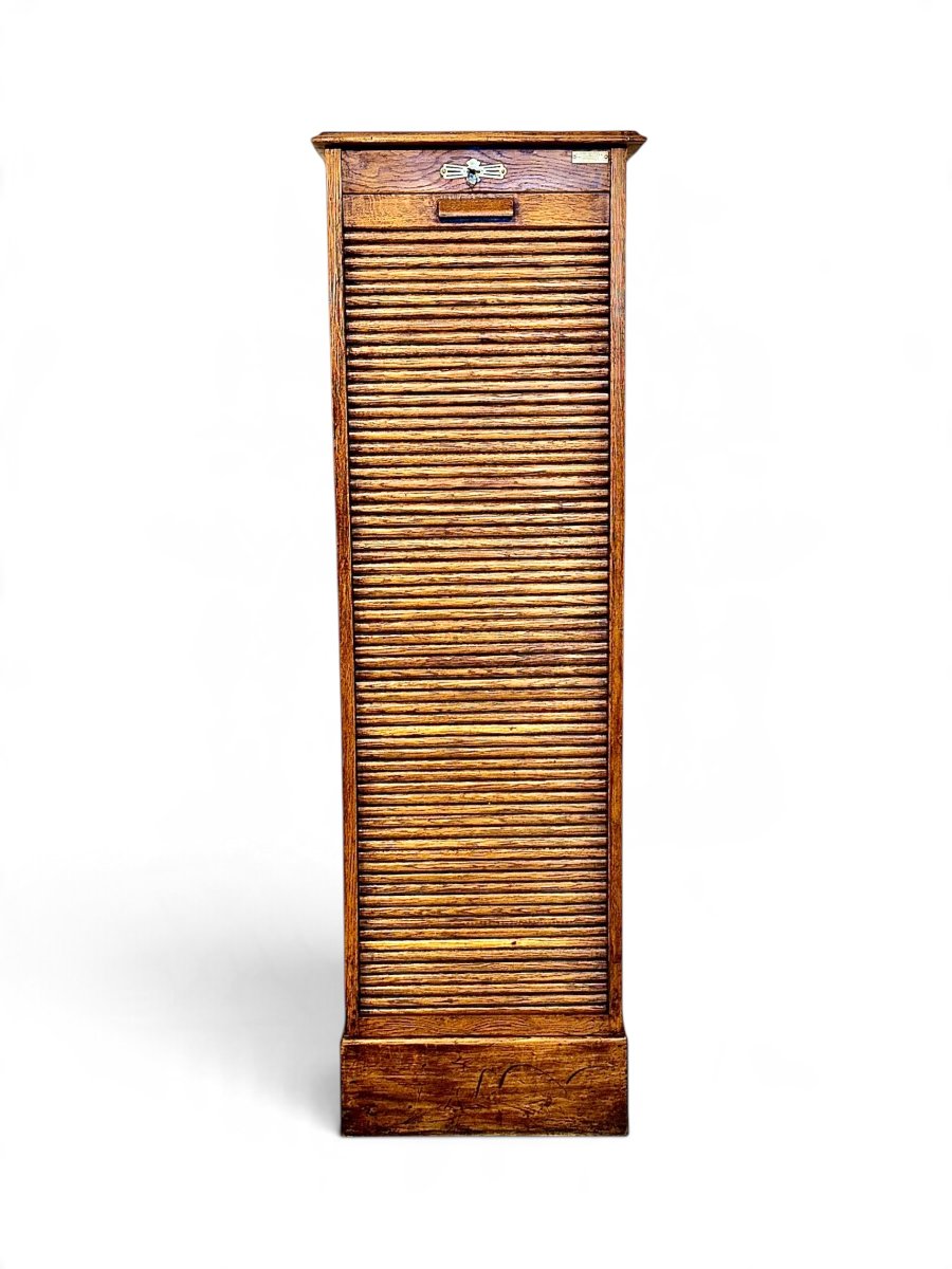 Classeur à rideau en chêne Meubles SUPER, circa 1920