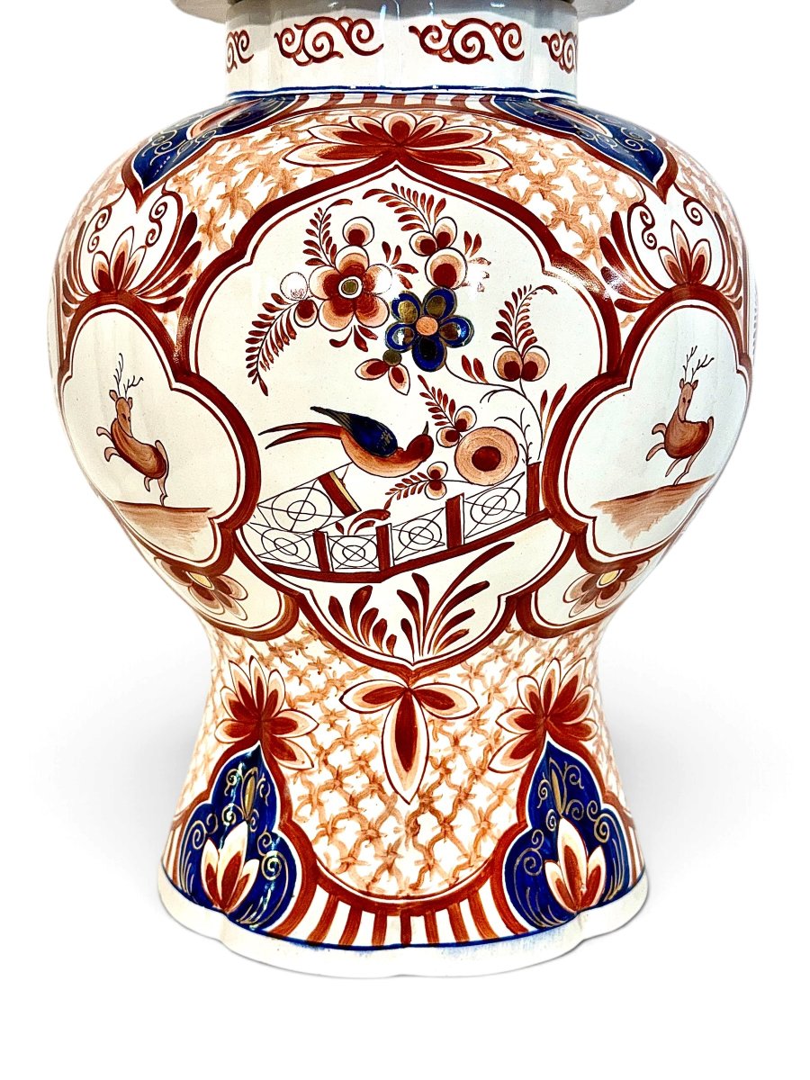 Grande potiche couverte en céramique polychrome chinoise, XXe siècle-photo-3