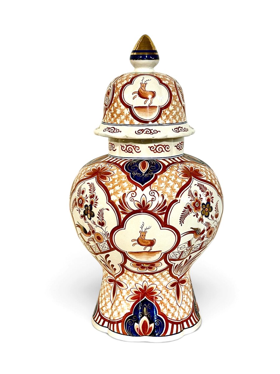 Grande potiche couverte en céramique polychrome chinoise, XXe siècle-photo-1