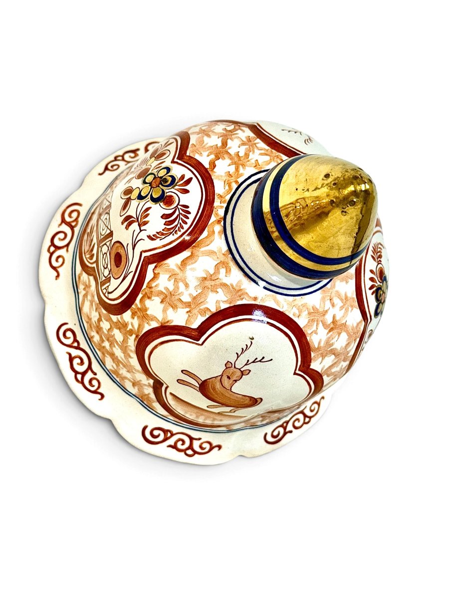 Grande potiche couverte en céramique polychrome chinoise, XXe siècle-photo-2
