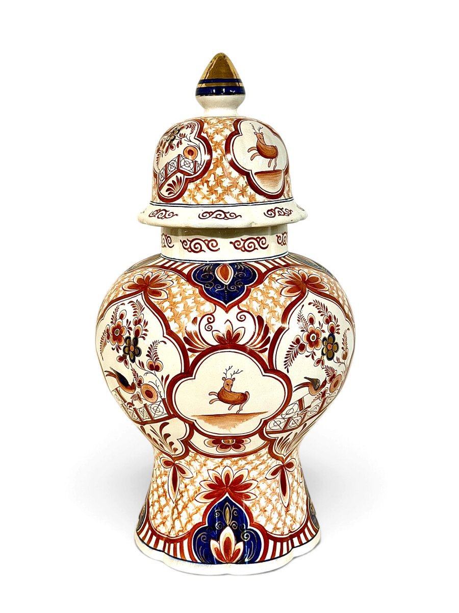 Grande potiche couverte en céramique polychrome chinoise, XXe siècle