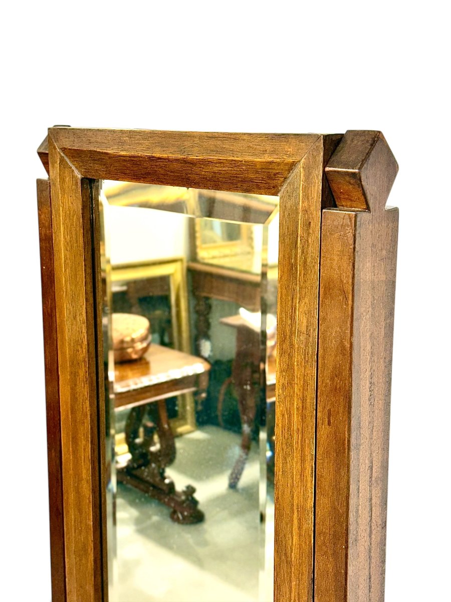 Antique French Arts & Crafts Solid Oak Cheval Mirror, Circa 1900-photo-3