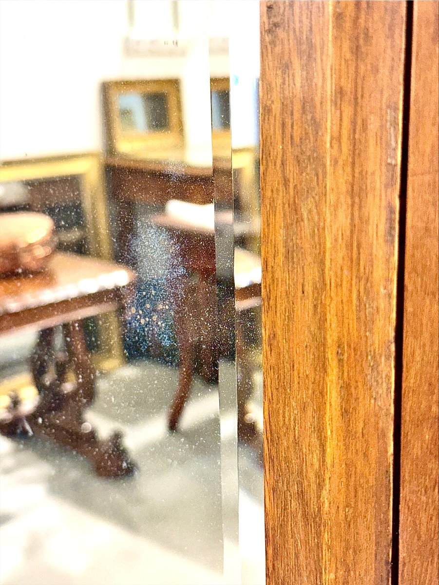 Antique French Arts & Crafts Solid Oak Cheval Mirror, Circa 1900-photo-4