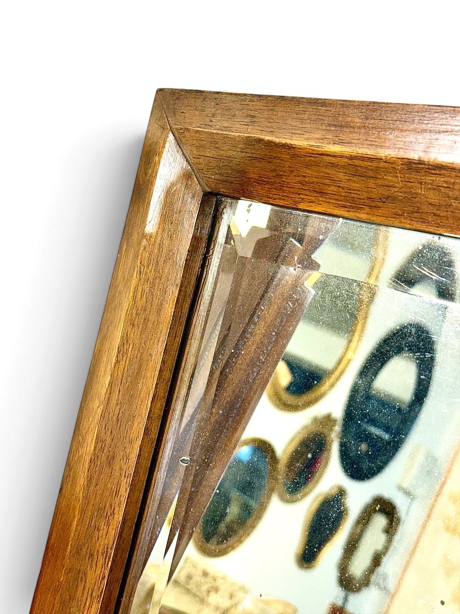Antique French Arts & Crafts Solid Oak Cheval Mirror, Circa 1900-photo-3