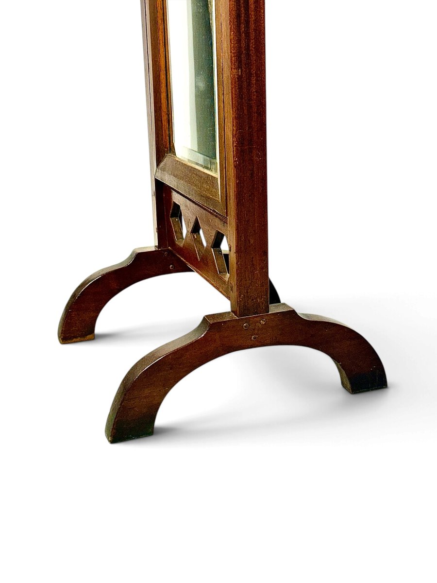Antique French Arts & Crafts Solid Oak Cheval Mirror, Circa 1900-photo-6
