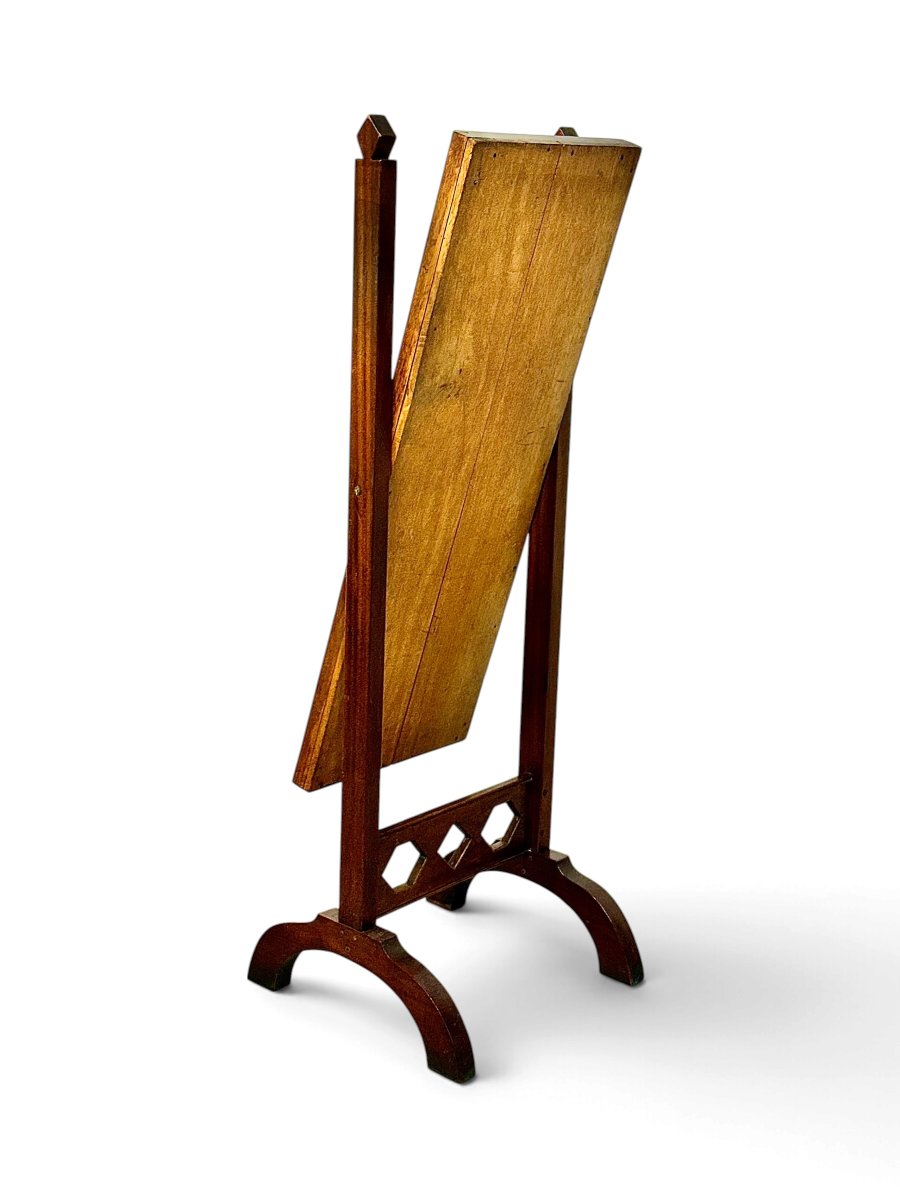 Antique French Arts & Crafts Solid Oak Cheval Mirror, Circa 1900-photo-7