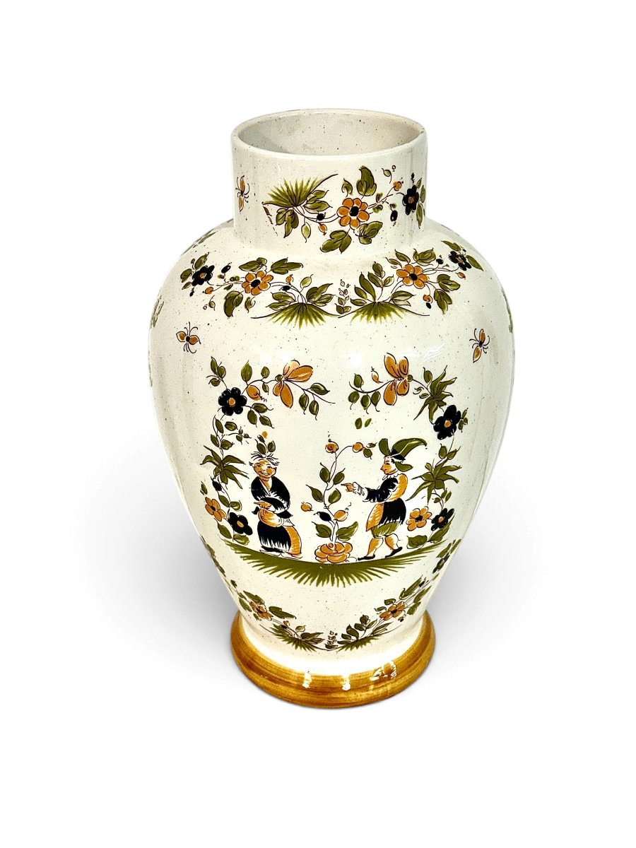 French Moustiers Style Hand-painted Faience Vase, 20th Century-photo-4