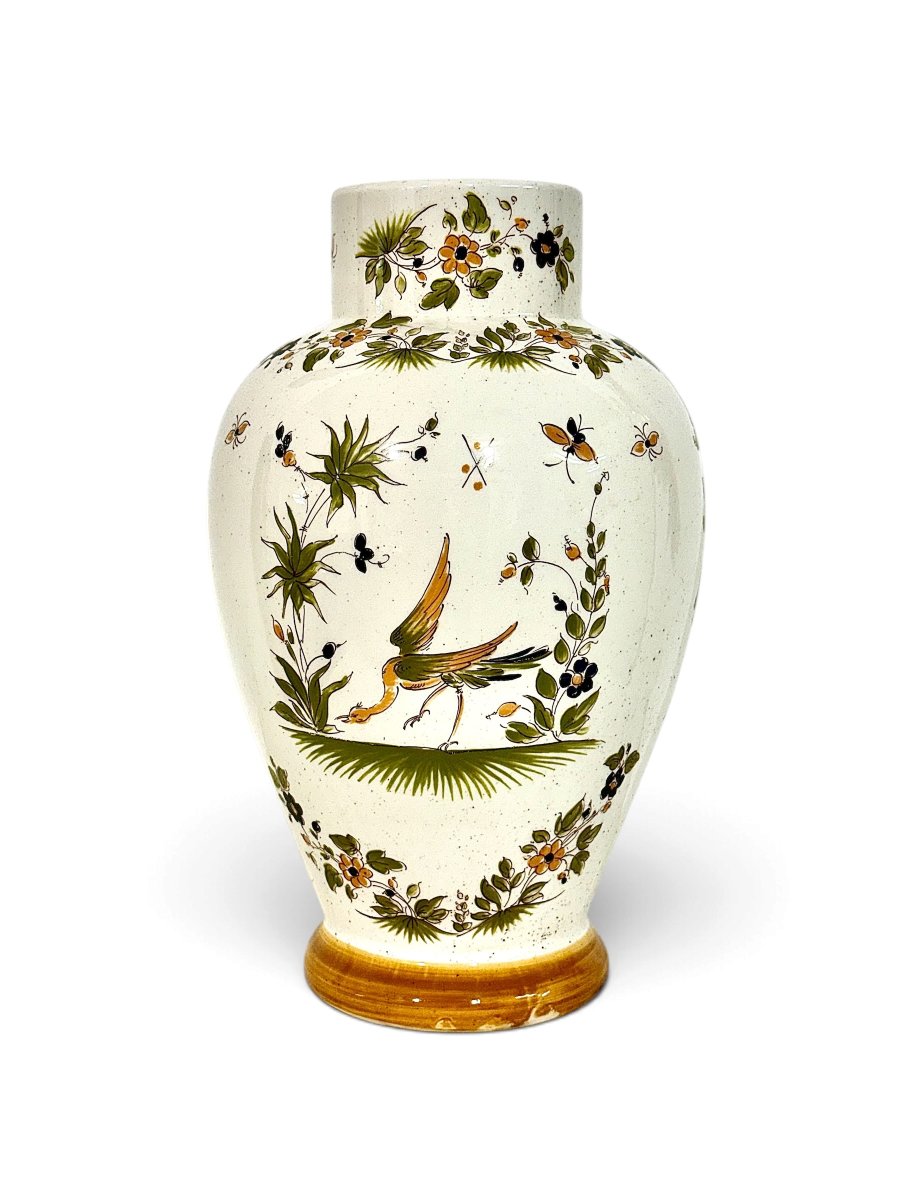 French Moustiers Style Hand-painted Faience Vase, 20th Century-photo-1