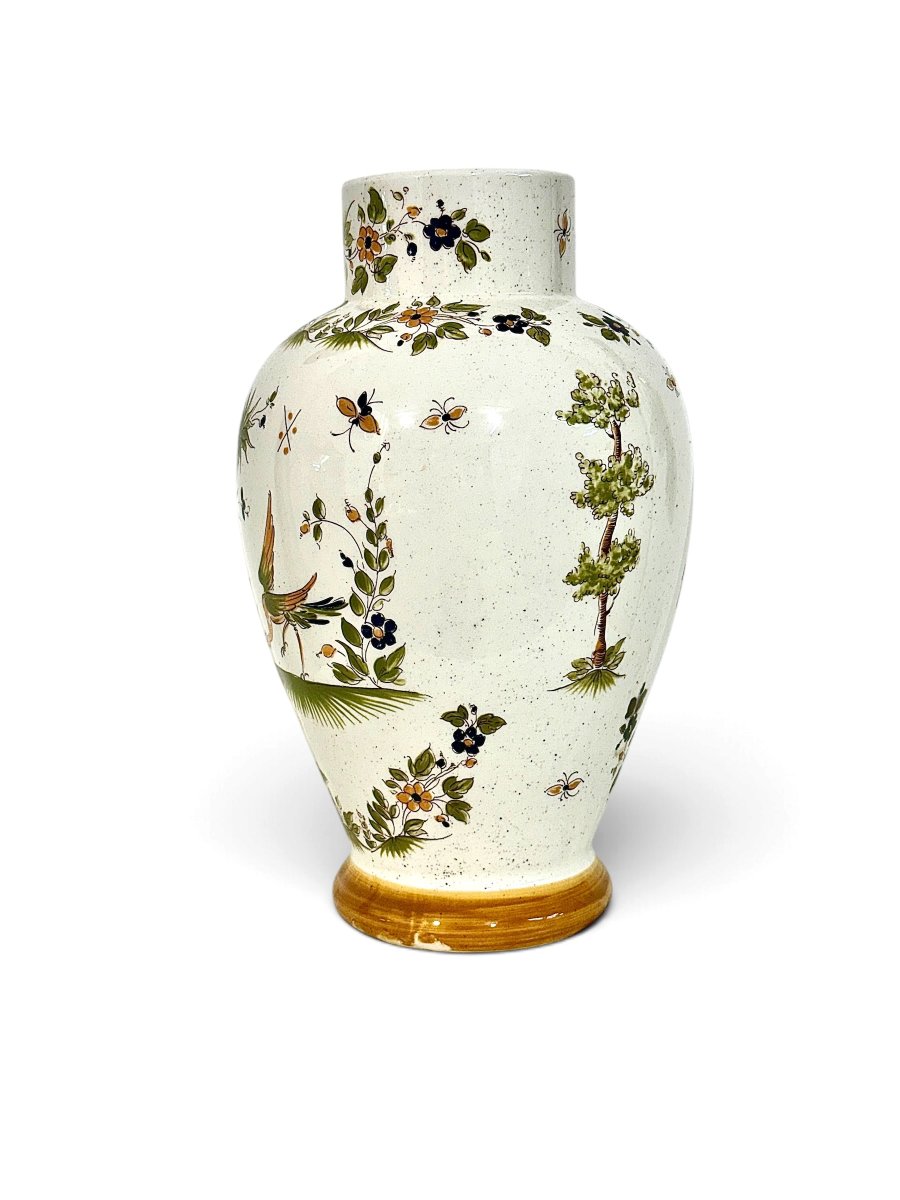French Moustiers Style Hand-painted Faience Vase, 20th Century-photo-3