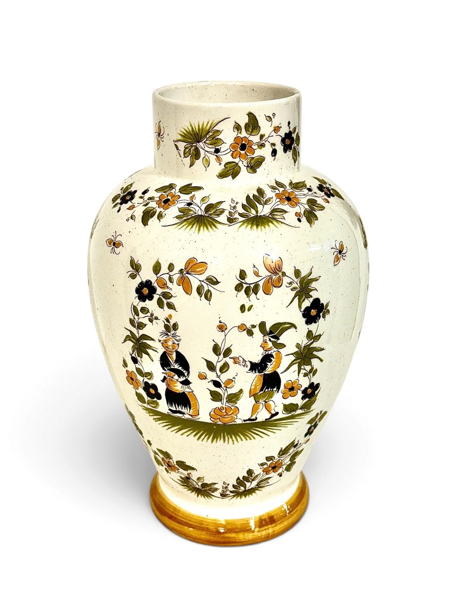 French Moustiers Style Hand-painted Faience Vase, 20th Century-photo-8
