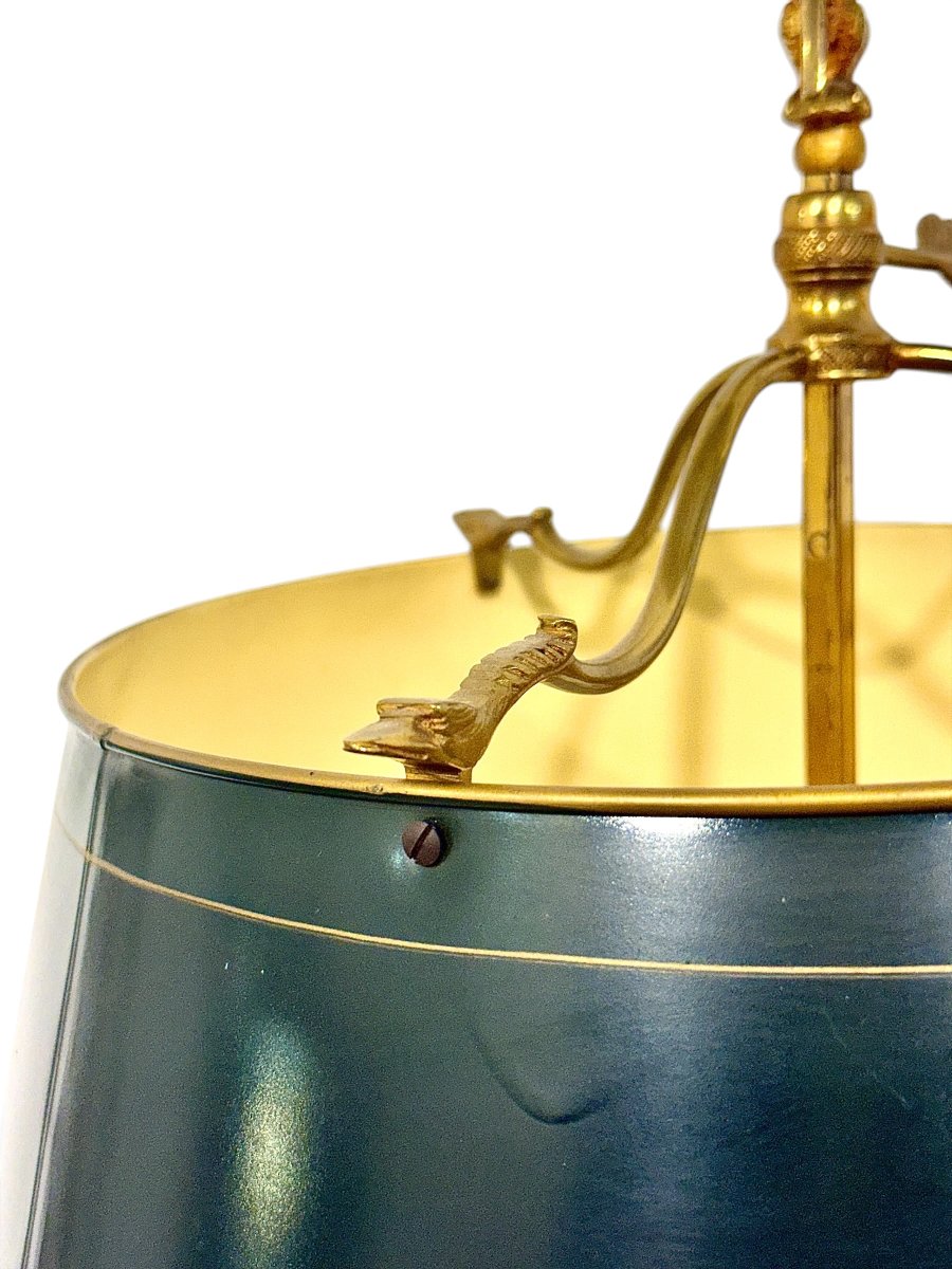 French Empire Style Gilt Brass Bouillotte Table Lamp, Circa 1930-photo-4