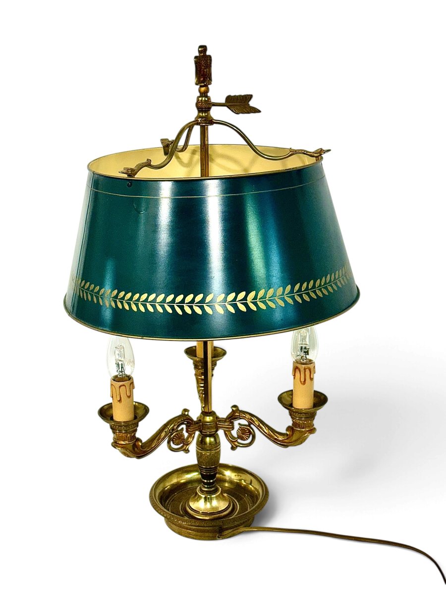 French Empire Style Gilt Brass Bouillotte Table Lamp, Circa 1930-photo-3
